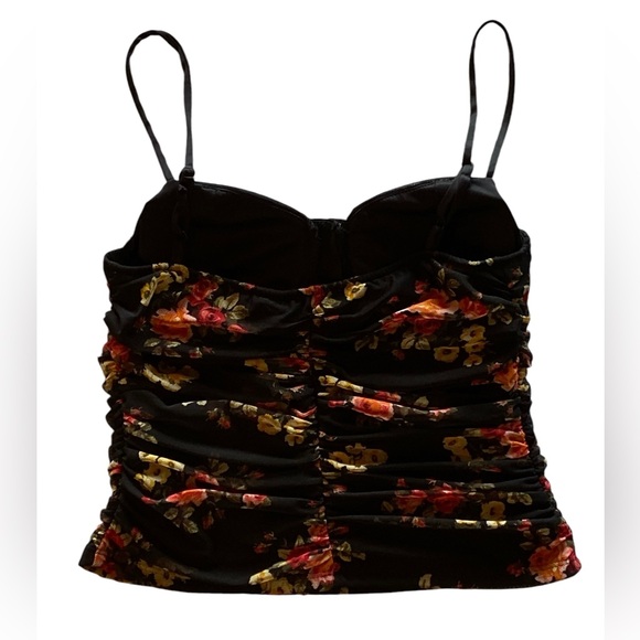 Moa Moa Black Floral Corset Top Hook & Eye Adjustable Size M Great Condition! - Picture 8 of 9